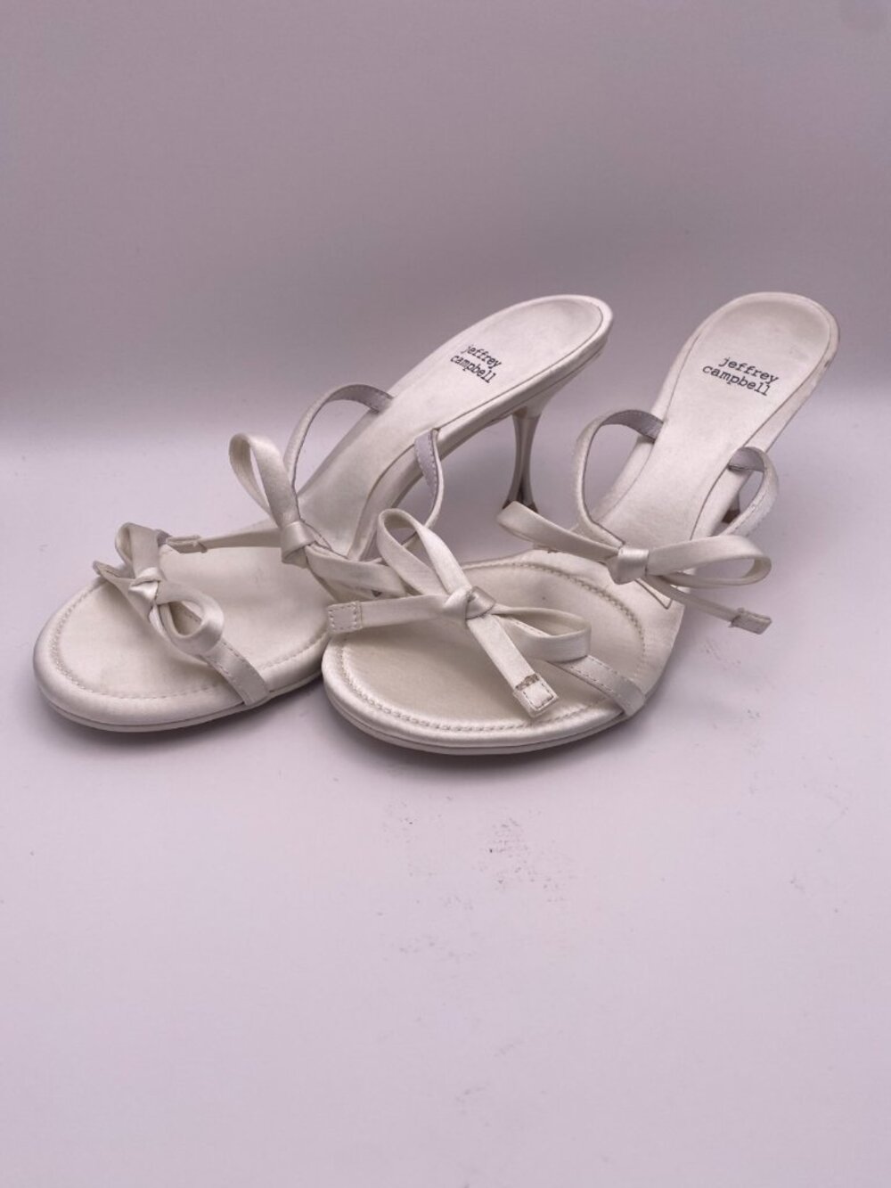 Jeffrey Campbell Womens White Double Strap Bow Heels Sandal Sz 7